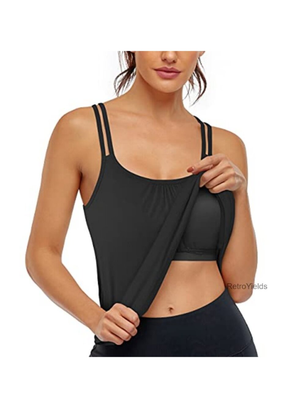 Workout Yoga Racerback Tank Top Built in Shelf Bra Loose Fit Sleeveless